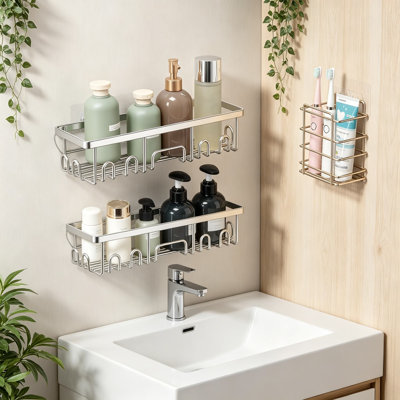 Shower Caddy 6-Pack, Family Choice Award Winner, Large Wall Mounted Shower Rack, Bathroom Shelves Over Toilet, Organizer Storage Accessories with Soap Dish and Toothbrush Holder, Rustproof Upgrade for Master Bathroom