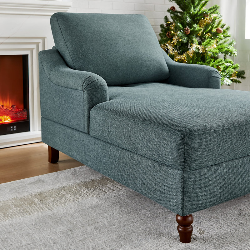 38.58 Inch Upholstered Chaise Lounge, Green