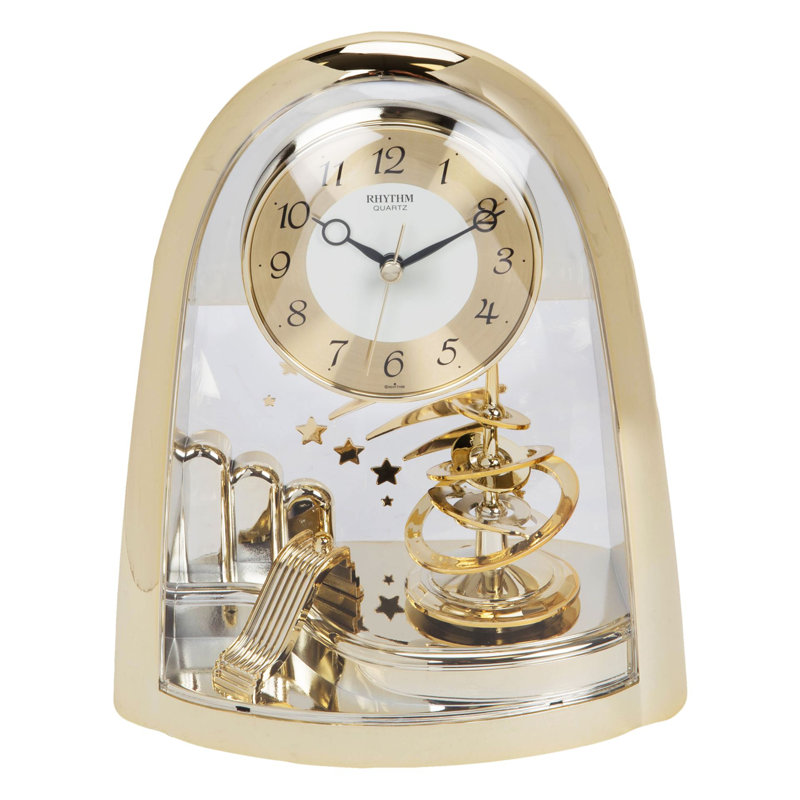 Virden Analogue Plastic / Acrylic Quartz Movement / Crystal Tabletop Clock, Gold, 23.50cm H x 20cm W x 3.70cm D