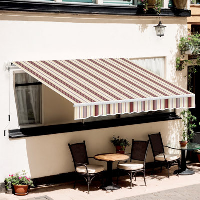 Auvent manuel rétractable pour patio et fenêtres - Structure en aluminium robuste, réduction de la chaleur, tissu résistant à l'eau
