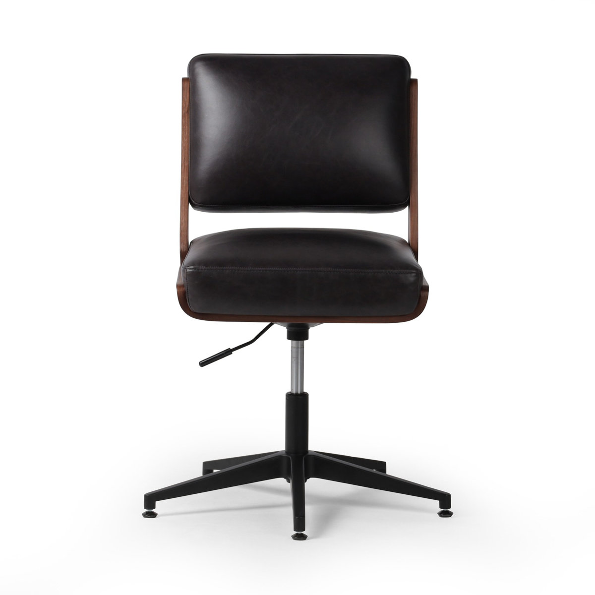 AllModern Matarranz genuine leather task chair with walnut wood frame