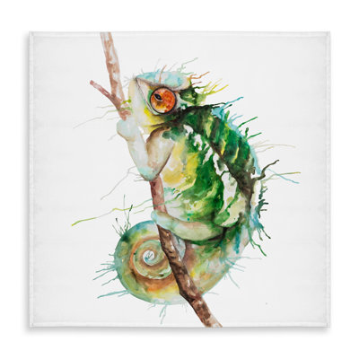 Watercolor Chameleon Tablecloth | Brown Reptile Decor