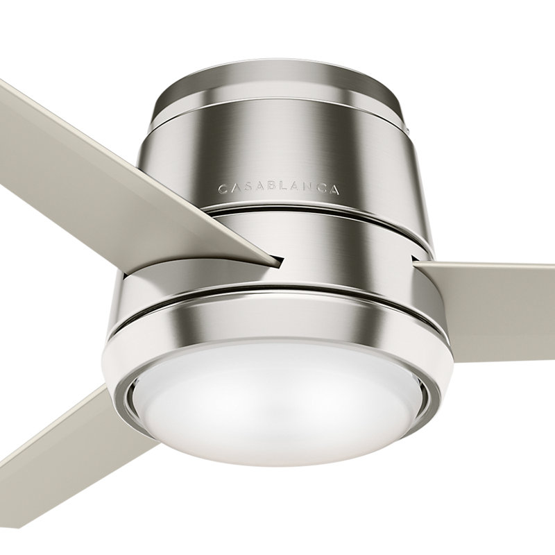 44" Commodus 3 - Blade LED Flush Mount Ceiling Fan with Wall Control and Light Kit Included, Brushed Nickel