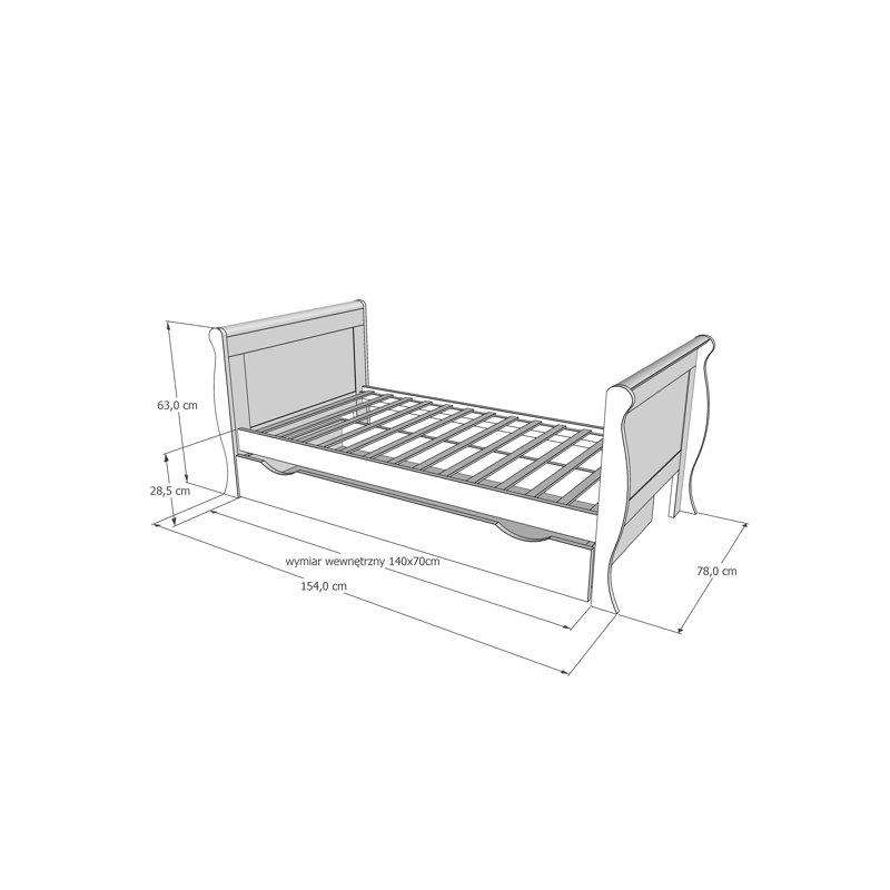 Valerton 3 Cot Bed, White, Yes