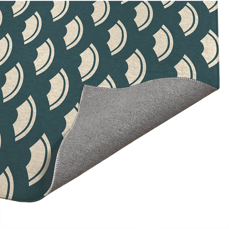 Tapis de cuisine japonais, Rectangle 5 pi x 7 pi, Turquoise poudreux