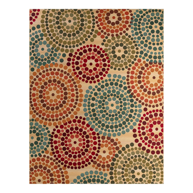 Deweese Geometric Green/Beige/Red/Turquoise Indoor / Outdoor Area Rug, Rectangle 9' x 12'