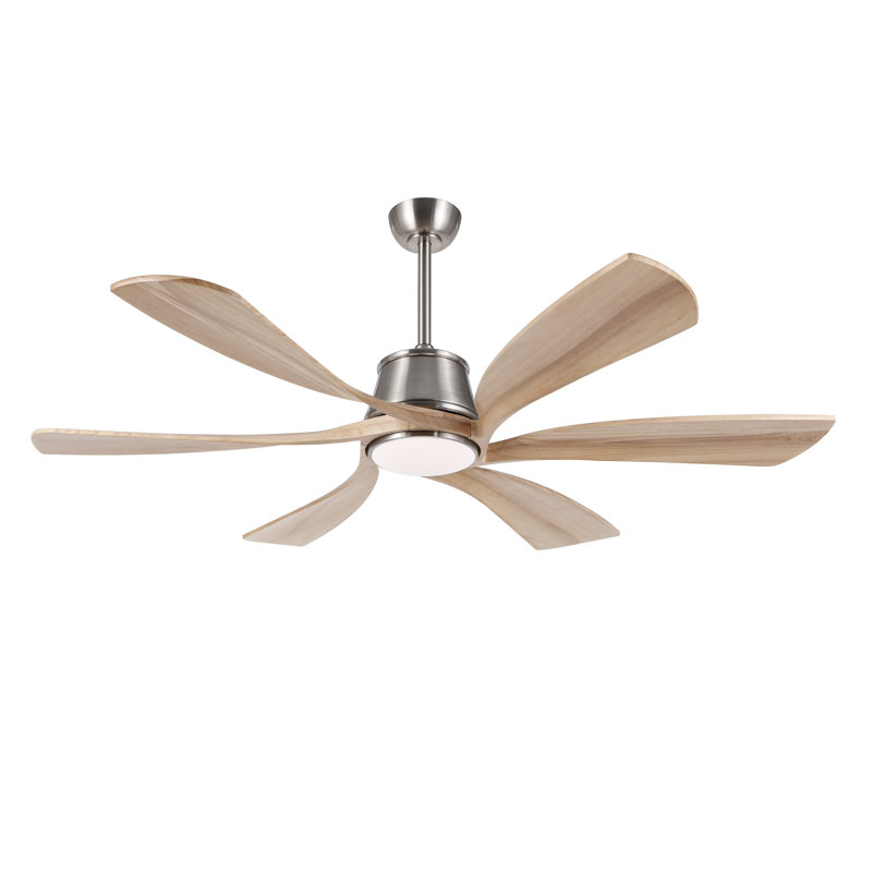 Ventilateur de plafond Hydle 60, Acier inoxydable avec pales brunes