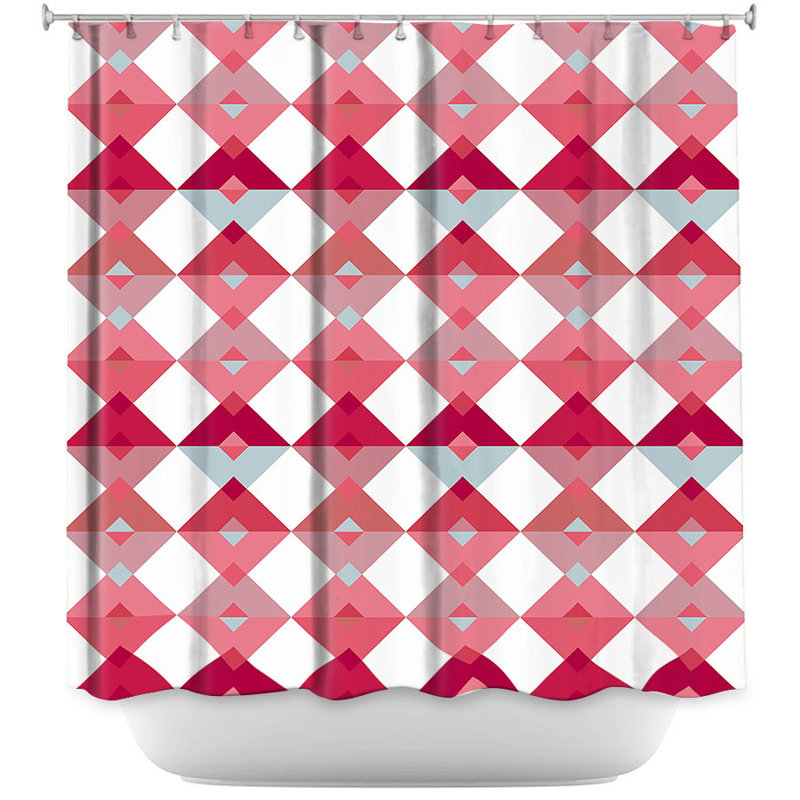 Rideau de douche simple triangles pâle, Rose / blanc