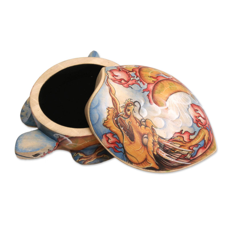 Boîte à bijoux en bois avec cœur de dragon