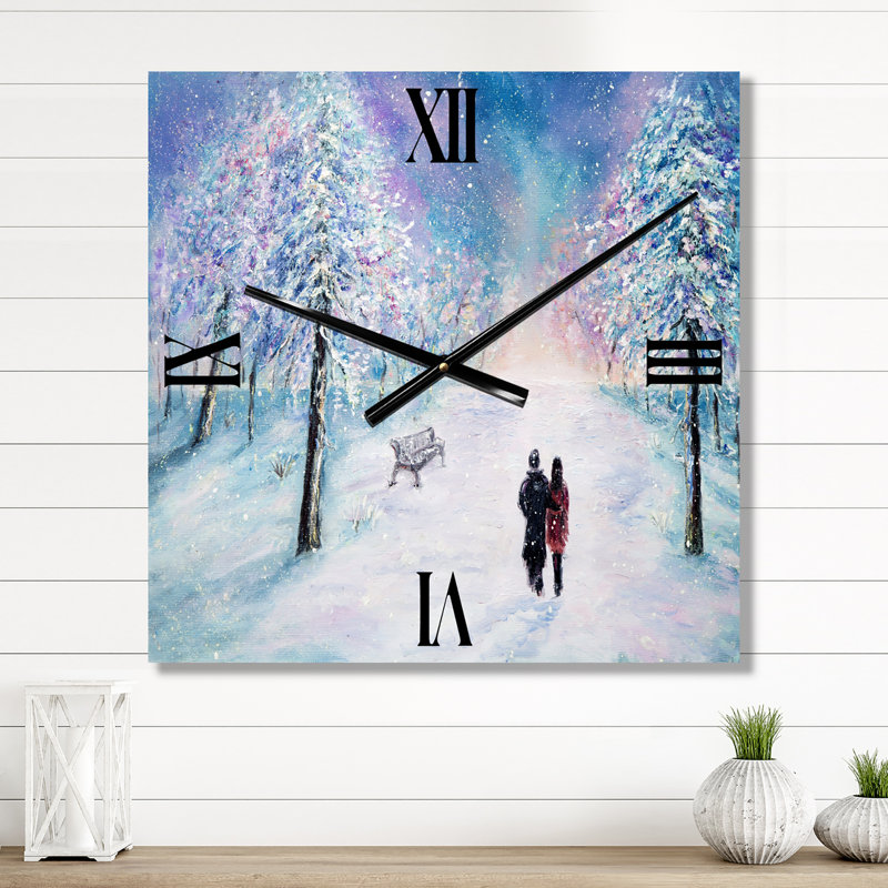 Couple dans un parc pendant l'hiver enneigé Timres, Petit