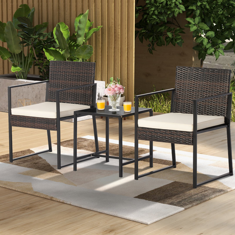 Amanjit 3 Piece Rattan Seating Group with Cushions