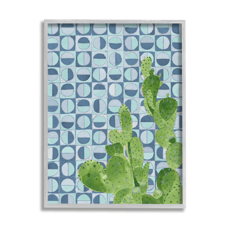 Paire de cactus ronds, H 30 po x l 24 po x P 1,5 po, Estampe numérique Farmhouse