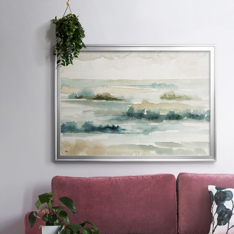 Toile tendue avec cadre panoramique pastel, Argent, H 18 po x l 26 po x P 1,5 po