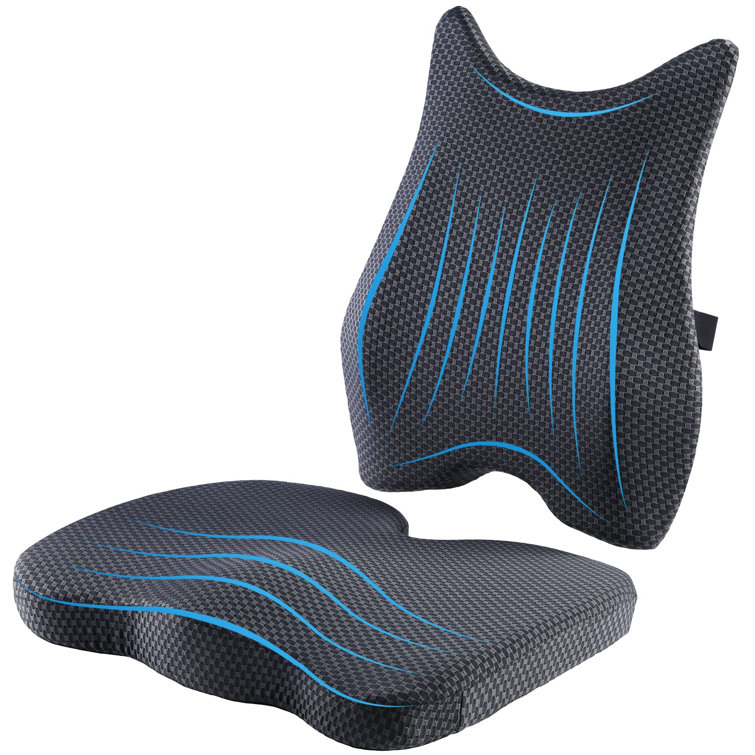 Sleepavo Memory Foam Seat Cushion & Lower Back Pain Relief Padded Lumbar  Support