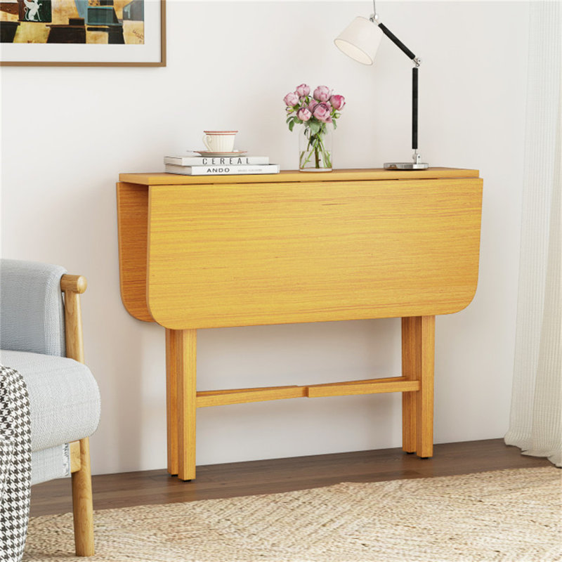 Table de salle à manger d'angle compacte - 36 x 36 x 29,5 pouces - Bois massif et bois manufacturé - 1 pièce - Table de salle à manger - Naturel - 2 à 4 sièges pliables