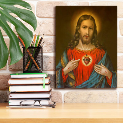 Fleur de lis vivant «Heart of Jesus Christ» par Epic Portfolio, art mural sur toile,