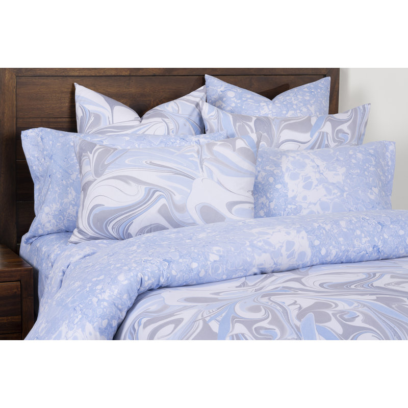 Queen Blue Ice and Quicksilver Polyester Duvet Cover Set