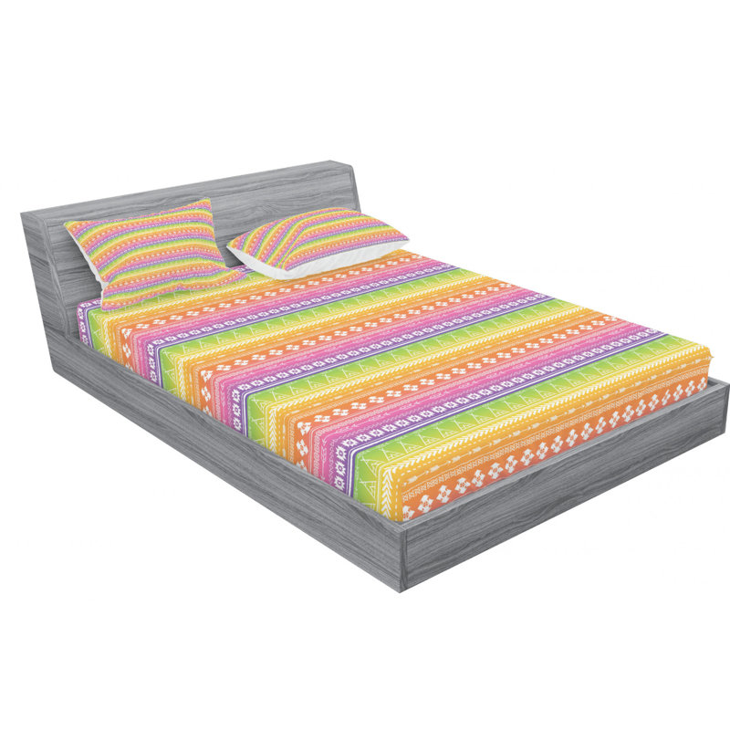 Microfiber Striped Sheet Set, Queen Sheet Set with Fitted Sheet