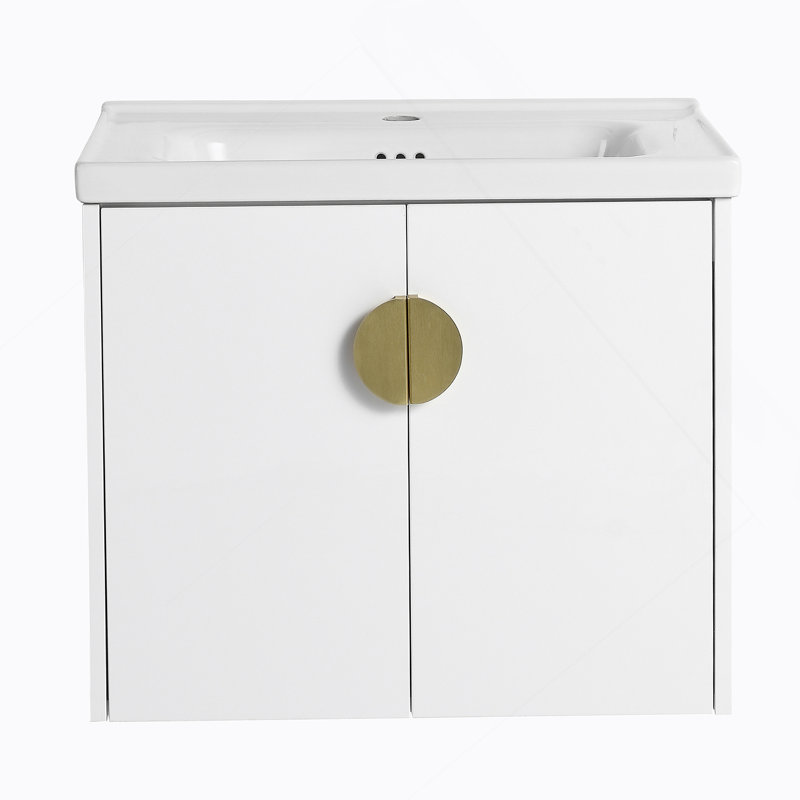 Meuble-lavabo à fermeture en douceur 24 po avec lavabo, pour petite salle de bain, Blanc, 24"