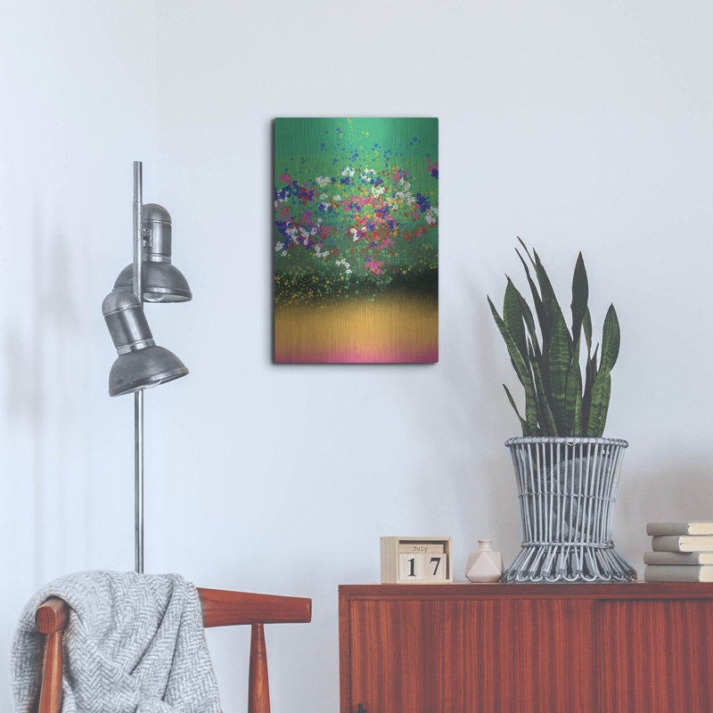 Art mural en métal de luxe «Windflowers» par Cesare Bellassai, 12 po x 16 po, H 24 po x l 16 po