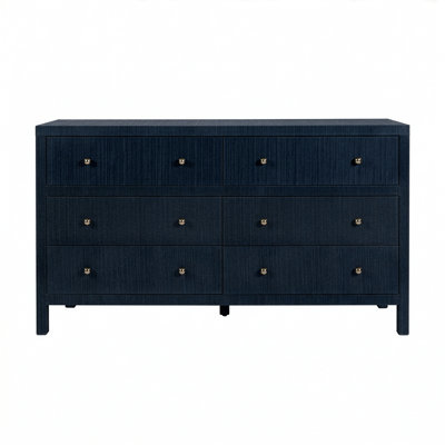Celine 60 in. W Raffia 6 Drawer Dresser