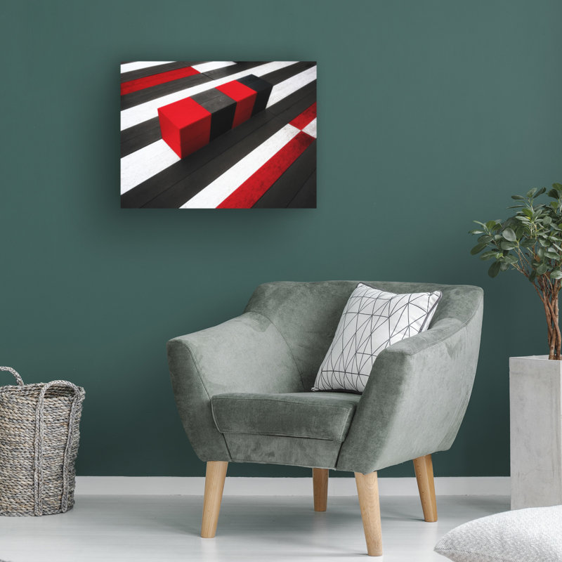 «Harry Verschelden», art sur toile à contraste de planches rouges, H 14 po x l 19 po