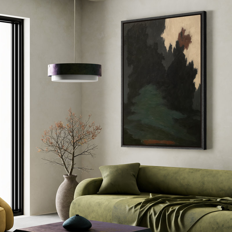 Art mural sur toile encadrée - Paysage vert foncé, impressions murales pour chambre à coucher - 16 po x 24 po, 24" H x 16" W