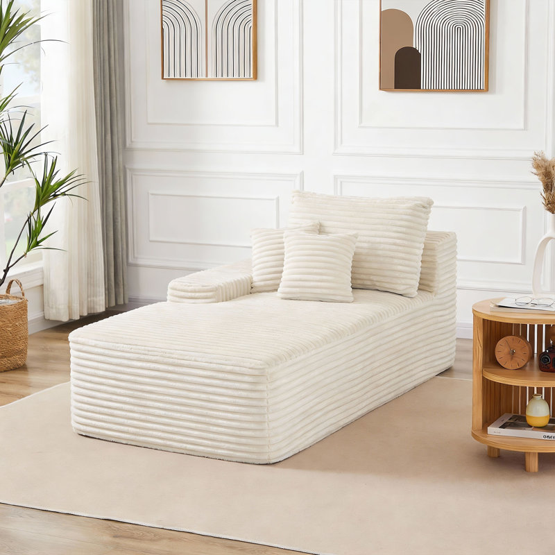 Upholstered Chaise Lounge, White