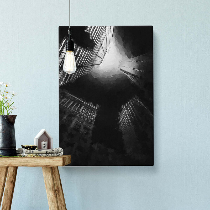 Skyscrapers At Night In Abstract - Wrapped Canvas, 60cm H x 40cm W x 3cm D