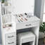 Bureau de coiffeuse avec miroir et 10 lumières DEL Arowana, coiffeuse de maquillage avec 4 tiroirs de rangement, 3 coiffeuses cachées pour la chambre à coucher