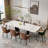 63"-95"Extendable Dining Table For 6-10,White Glossy Sintered Stone Tabletop, Modern Kitchen Table with black Steel Legs