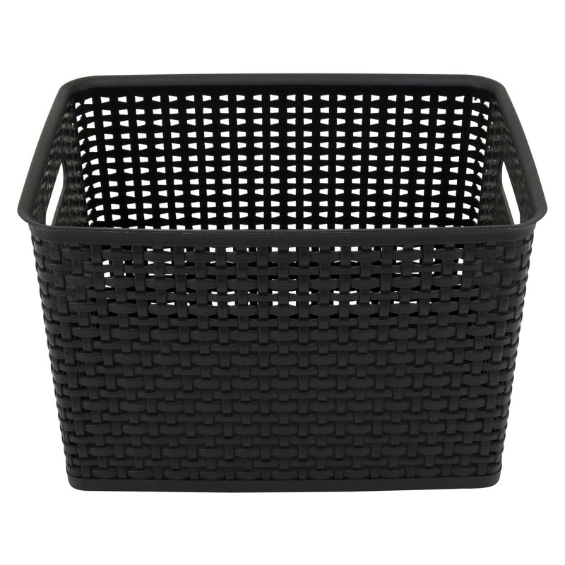  Thinkspace Plastic Weave Bin, Large, Black, Pack Of 3, 26.25" x 26.25" x 10.6"