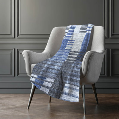 Addison Machine Washable Sherpa ASB687 Striped Throw Blanket