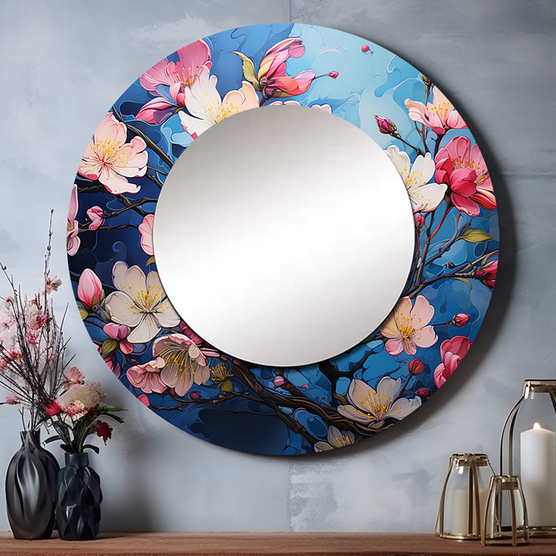Fleur de pommier Fauvist Delight I - miroir décoratif de fleur de pommier, miroir mural traditionnel, impression d'art en métal