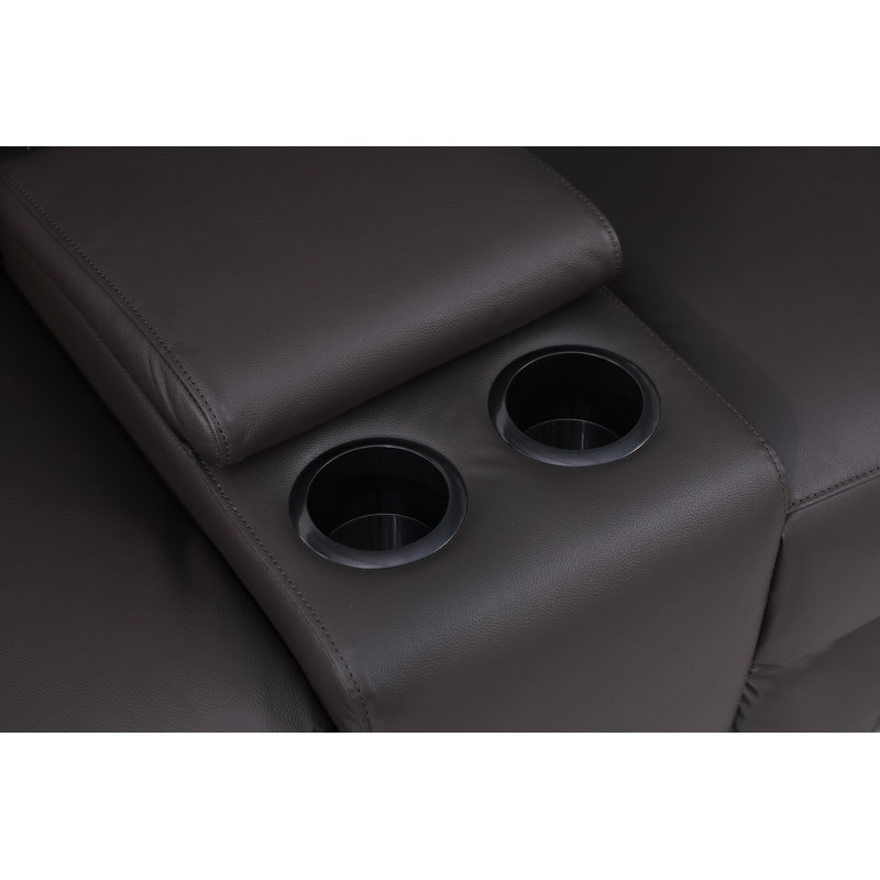 Dewaine 72'' Leather Power Reclining Loveseat, Brown Genuine Leather