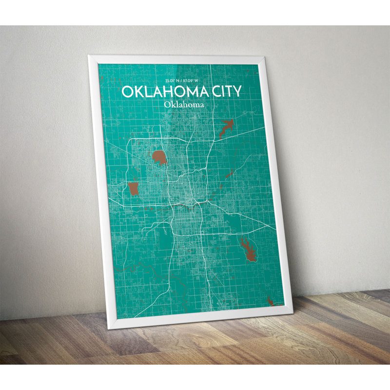 Oklahoma City Map - No Frame Print, 91.4cm H x 61cm W x 0.13cm D