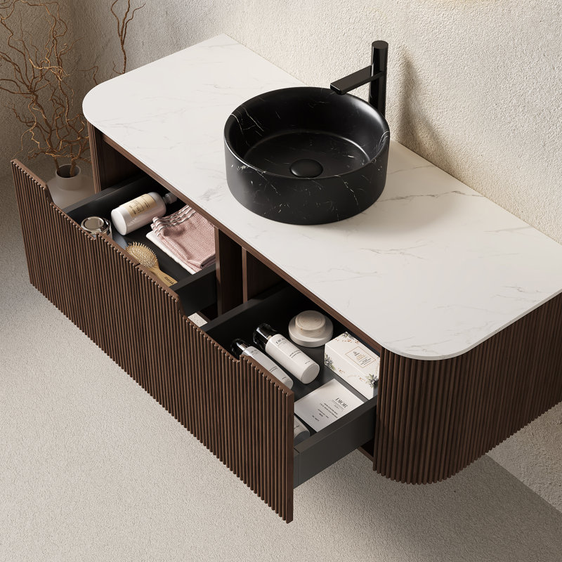 Meuble-lavabo et lavabo flottant moderne de style grain de bois pour la maison