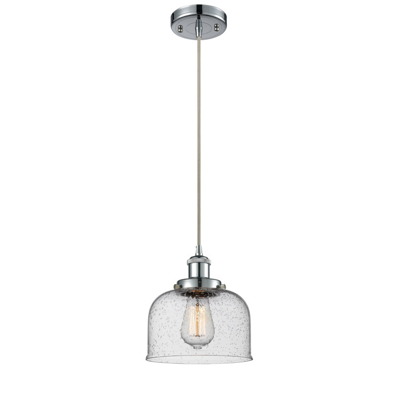 Mini luminaire suspendu à cordon 8 lumières Ballston Urban Bell, Grainé, Chrome poli, Ampoule non incluse