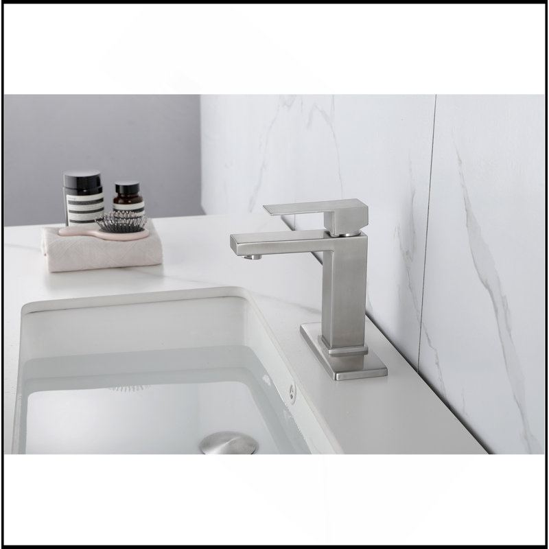 Single Handle Bathroom Sink Faucet With Pop-Up Drain (With Overflow), Brushed Nickel