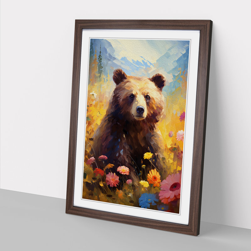 Bear Impressionism No.2 - Framed Print, Walnut Framed, 64cm H x 46cm W x 2cm D