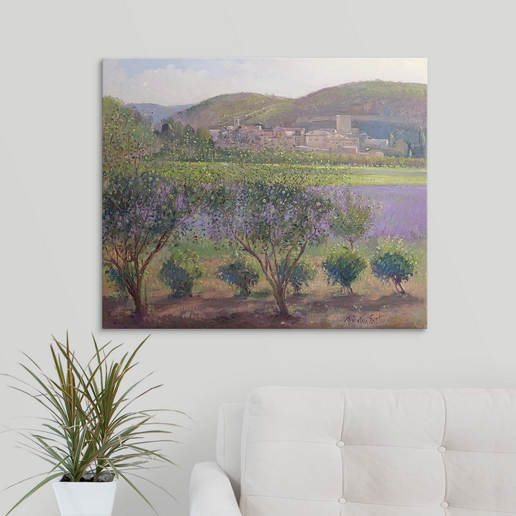 «Murguia Lavender Seen Through Quince Trees, Monclus» par Timothy Easton, reproduction d'art, H 24 po x l 30 po x P 1,25 po
