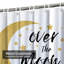 Moon Cute Lover Golden Stars Romantic Shower Curtain with 12 Hooks-1756384082