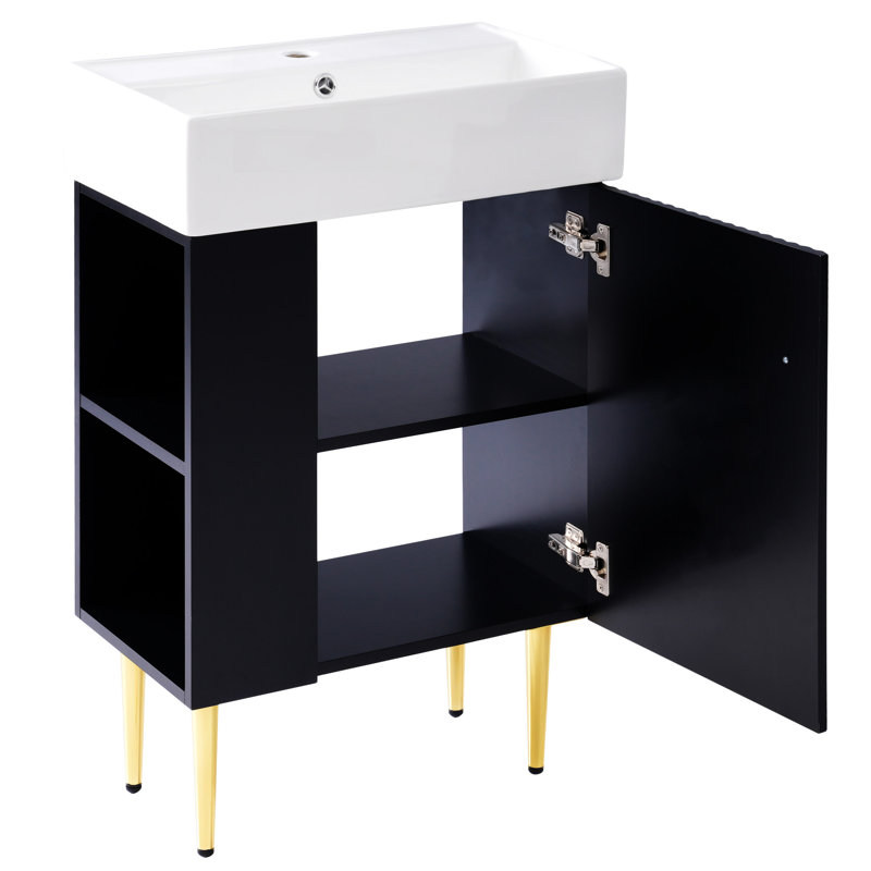 21.6"  Bathroom Vanity, Black