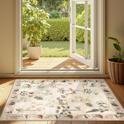 Animals Print Washable Thin Non-Slip Area Rug