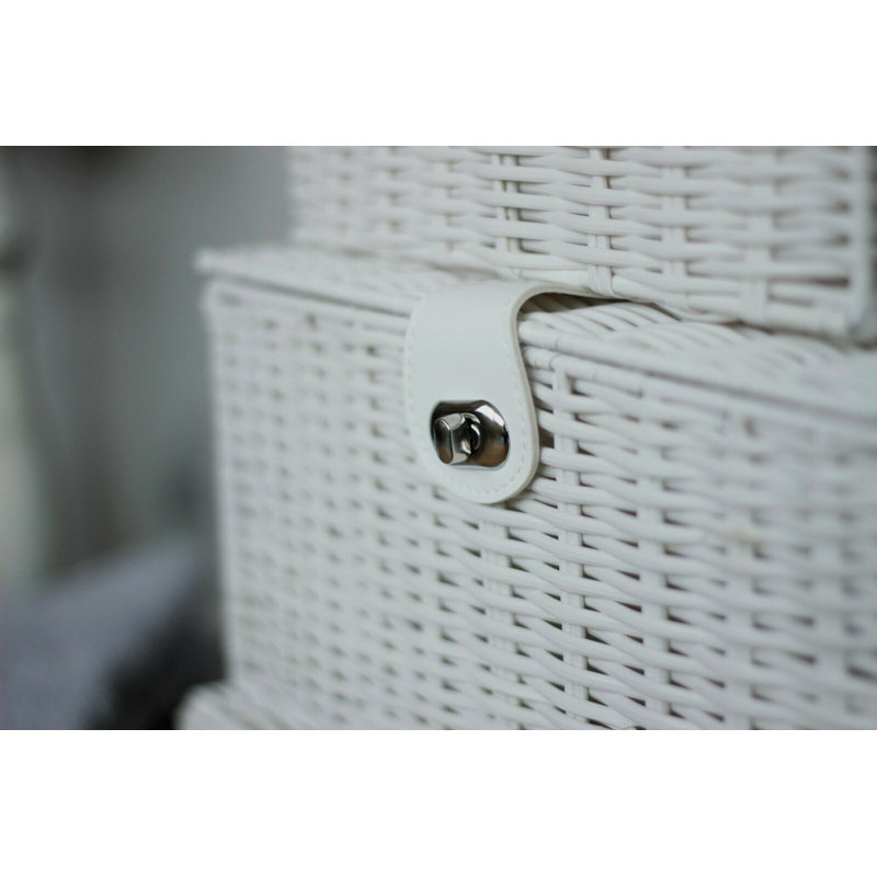 Wicker Laundry Set, White