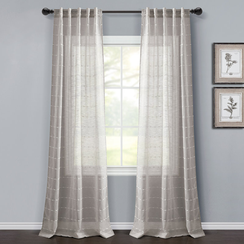 Sheer Curtain Pair, 38" W x 84" L, Gray