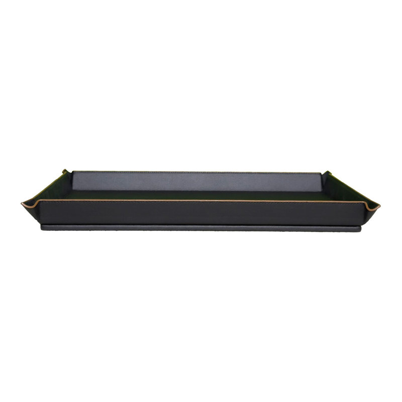 Leather Clutter & Wardrobe Jewelry Display Tray, Black