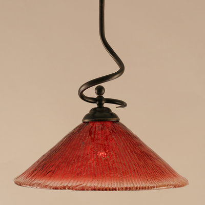 Skypark Stem Hung Pendant Shown In Dark Granite Finish With 16" Crystal Glass