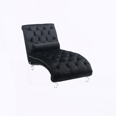 Chaise longue capitonnée à boutons avec coussin pour le bureau de la chambre à coucher