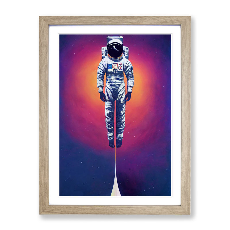 Ascending Astronaut - Single Picture Frame Print, 64cm H x 46cm W, Light Brown